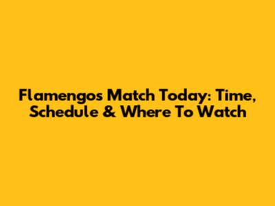 Flamengo's Match Today: Time, Schedule & Where To Watch
