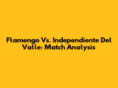Flamengo Vs. Independiente Del Valle: Match Analysis