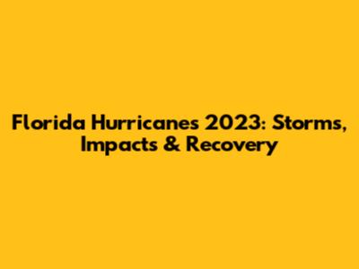 Florida Hurricanes 2023: Storms, Impacts & Recovery