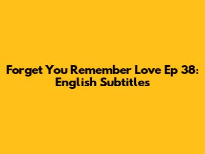 Forget You Remember Love Ep 38: English Subtitles