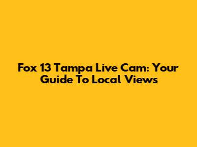 Fox 13 Tampa Live Cam: Your Guide To Local Views