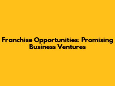 Franchise Opportunities: Promising Business Ventures
