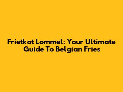 Frietkot Lommel: Your Ultimate Guide To Belgian Fries