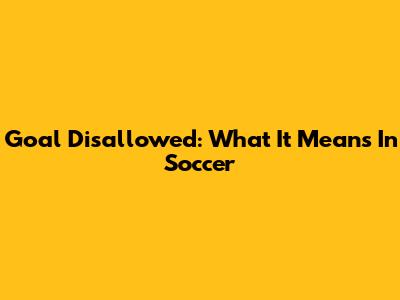 Goal Disallowed: What It Means In Soccer