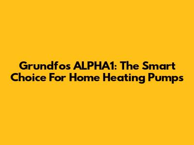 Grundfos ALPHA1: The Smart Choice For Home Heating Pumps