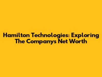 Hamilton Technologies: Exploring The Company's Net Worth