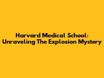 Harvard Medical School: Unraveling The Explosion Mystery