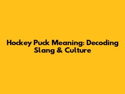 Hockey Puck Meaning: Decoding Slang & Culture