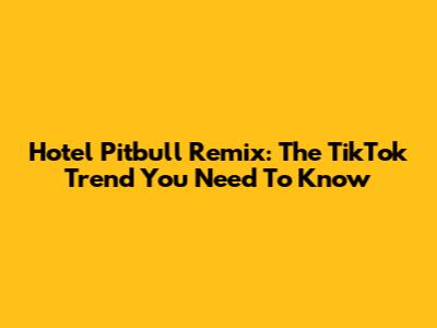 Hotel Pitbull Remix: The TikTok Trend You Need To Know