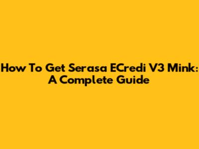 How To Get Serasa ECredi V3 Mink: A Complete Guide