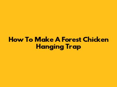 How To Make A Forest Chicken Hanging Trap