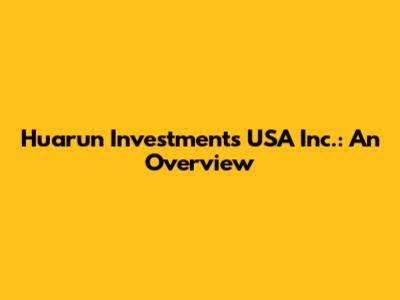 Huarun Investments USA Inc.: An Overview