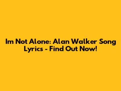 I'm Not Alone: Alan Walker Song Lyrics - Find Out Now!