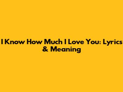 I Know How Much I Love You: Lyrics & Meaning