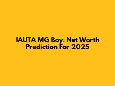 IAUTA MG Boy: Net Worth Prediction For 2025