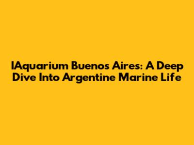 IAquarium Buenos Aires: A Deep Dive Into Argentine Marine Life