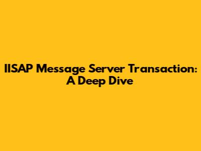 IISAP Message Server Transaction: A Deep Dive