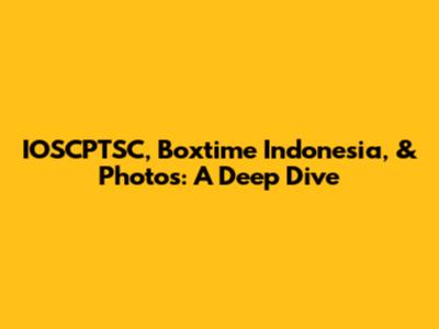 IOSCPTSC, Boxtime Indonesia, & Photos: A Deep Dive