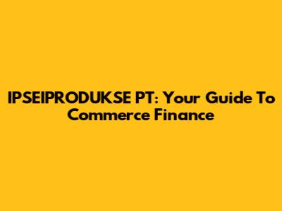 IPSEIPRODUKSE PT: Your Guide To Commerce Finance