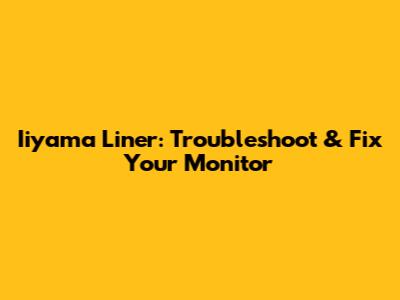 Iiyama Liner: Troubleshoot & Fix Your Monitor
