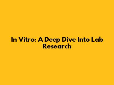 In Vitro: A Deep Dive Into Lab Research