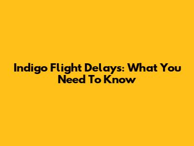 Indigo Flight Delays: What You Need To Know
