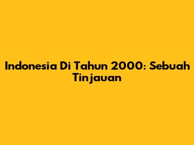 Indonesia Di Tahun 2000: Sebuah Tinjauan