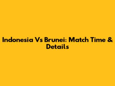 Indonesia Vs Brunei: Match Time & Details