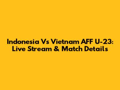 Indonesia Vs Vietnam AFF U-23: Live Stream & Match Details