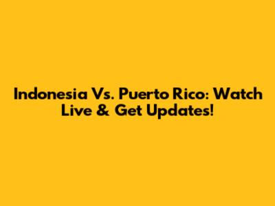 Indonesia Vs. Puerto Rico: Watch Live & Get Updates!