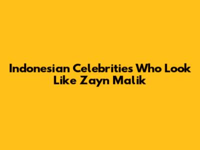 Indonesian Celebrities Who Look Like Zayn Malik