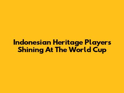 Indonesian Heritage Players Shining At The World Cup