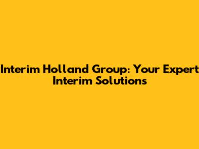 Interim Holland Group: Your Expert Interim Solutions