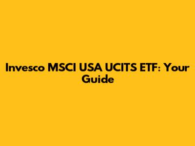 Invesco MSCI USA UCITS ETF: Your Guide