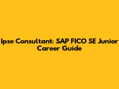 Ipse Consultant: SAP FICO SE Junior Career Guide