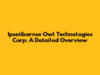Ipseiibarnse Owl Technologies Corp: A Detailed Overview