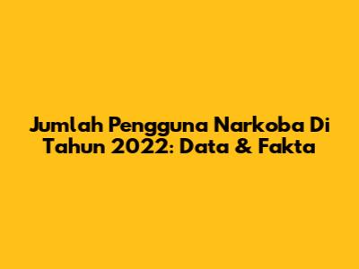 Jumlah Pengguna Narkoba Di Tahun 2022: Data & Fakta
