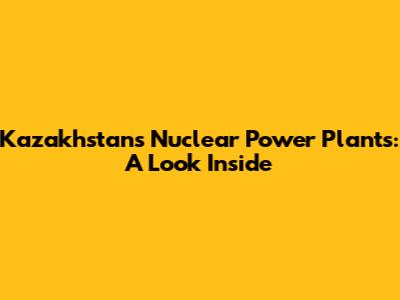 Kazakhstan's Nuclear Power Plants: A Look Inside