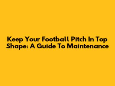 Keep Your Football Pitch In Top Shape: A Guide To Maintenance