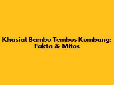 Khasiat Bambu Tembus Kumbang: Fakta & Mitos