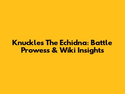 Knuckles The Echidna: Battle Prowess & Wiki Insights