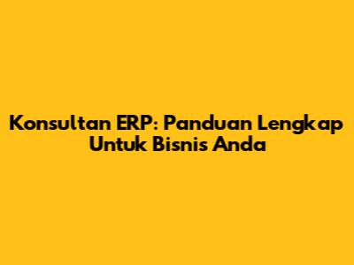 Konsultan ERP: Panduan Lengkap Untuk Bisnis Anda
