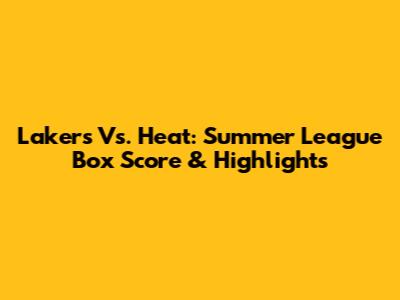 Lakers Vs. Heat: Summer League Box Score & Highlights