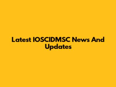 Latest IOSCIDMSC News And Updates