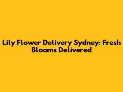 Lily Flower Delivery Sydney: Fresh Blooms Delivered