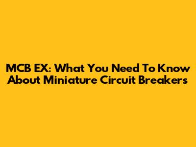 MCB EX: What You Need To Know About Miniature Circuit Breakers