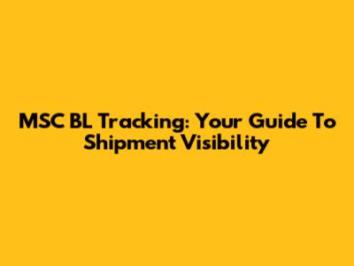 MSC BL Tracking: Your Guide To Shipment Visibility