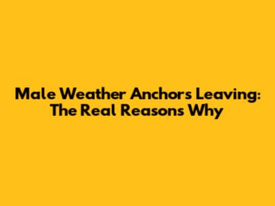 Male Weather Anchors Leaving: The Real Reasons Why