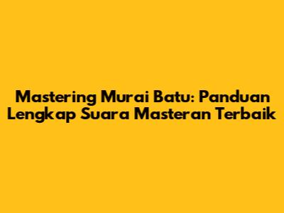 Mastering Murai Batu: Panduan Lengkap Suara Masteran Terbaik