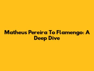 Matheus Pereira To Flamengo: A Deep Dive